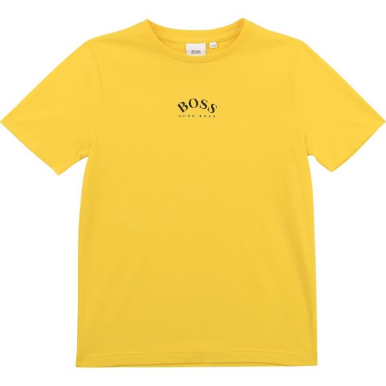 massefylde sommerfugl Mysterium Hugo Boss t-shirt amarilla con logo en el centro